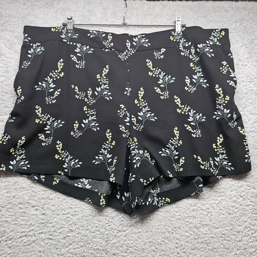 Loft Black Floral Pull On Shorts Womens Size 22 Lightweight